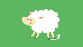Animated video clip . Sheep running