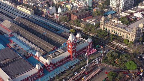 Aerial shot of the Chennai Central Railway Station, Chennai, Tamilnadu