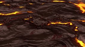 Hot magma flows and moves. Close-up