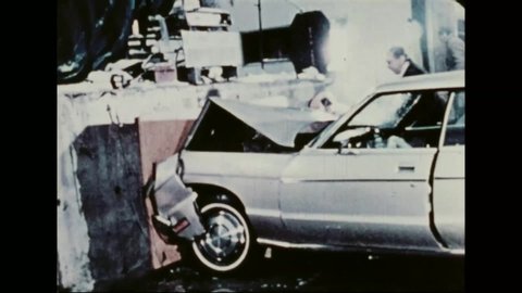 CIRCA 1981 - Stunt performers Hal Needham and Lada Edmund Jr. talk about their experiences crashing cars to test the air bags.