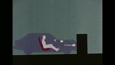 CIRCA 1981 - Animation is used to show how car air bags work.