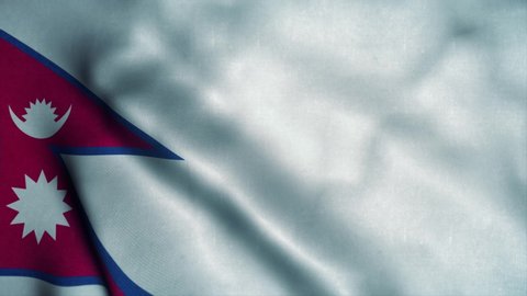 Nepal flag waving in the wind. National flag of Nepal. Sign of Nepal seamless loop animation. 4K