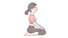 Animation of yoga. Girl playing yoga. Cartoon characters design of illustration.