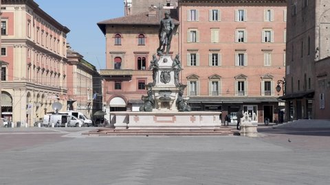 Bologna, Italy - March 17th 2020: Bologna city center during COVID epidemic