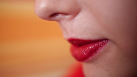 Sexy female red lips. Pomade
