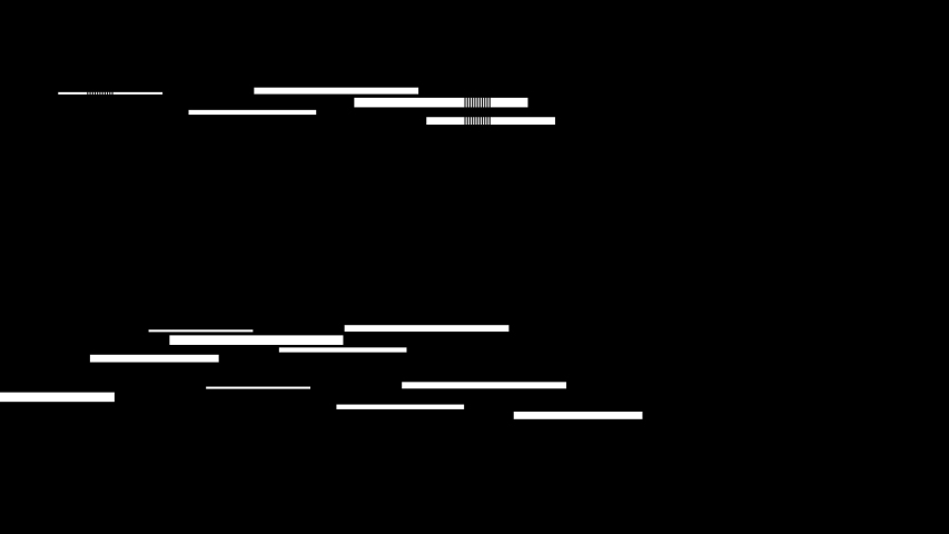 Abstract digital glitch flickers on black background. Damaged video signal with bad interference. Real VHS tape glitch effects