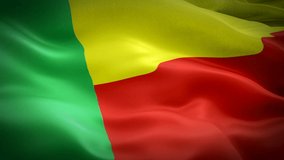 Benin waving flag. National 3d Beninese flag waving. Sign of Benin seamless loop animation. Beninese flag HD resolution Background. Benin flag Closeup 1080p Full HD video for presentation
