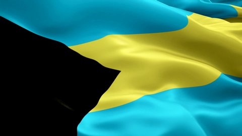 Bahamas flag Motion Loop video waving in wind. Realistic Bahamian Flag background. Bahamas Flag Looping Closeup 1080p Full HD 1920X1080 footage. Bahamas asia country flags footage video for film,news
