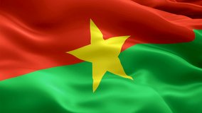 ‎Burkina Faso flag Closeup 1080p Full HD 1920X1080 footage video waving in wind. National ‎‎‎Ouagadougou‎‎ 3d ‎Burkina Faso flag waving. Sign of Burkina Faso seamless loop animation. ‎Burkina Faso fla