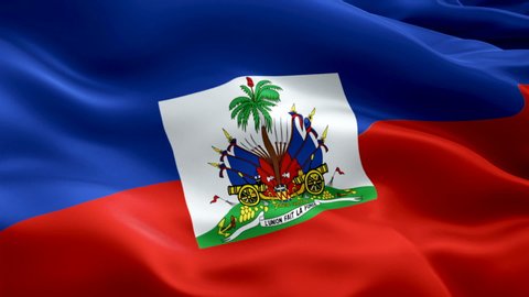 Haiti waving flag. National 3d ‎Haitian flag waving. Sign of Haiti seamless loop animation. ‎Haitian flag HD resolution Background. Haiti flag Closeup 1080p Full HD video for presentation

