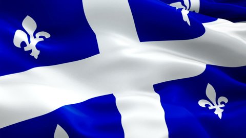 Flag of Quebec video waving in wind. Realistic Province Flag background. Canadian Quebec Flag Looping closeup 1080p Full HD 1920X1080 footage. Quebec Canada Provinces Province flags/ Other HD flags
