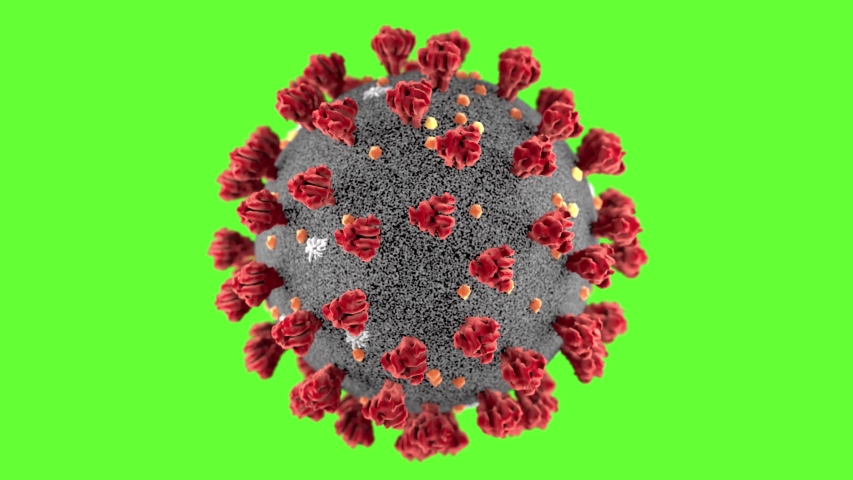 COVID-19 Coronavirus Cell 3d Seamless Looped Animation Rotation 2019-nCov. SARS-CoV-2 Wuhan. Green Background. Chroma Key. Transparent Background. Luma Matte. Alpha Channel. Royalty-Free Stock Footage #1048514230