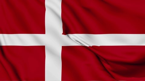 Denmark flag is waving 3D animation. Denmark flag waving in the wind. National flag of Denmark. flag seamless loop animation. 4K