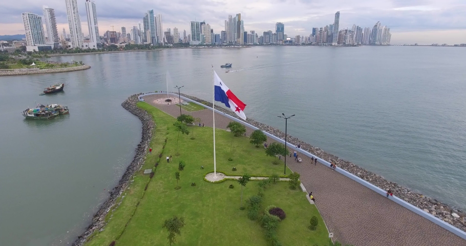 Aerial view of Panama,City Flag Royalty-Free Stock Footage #1048547068