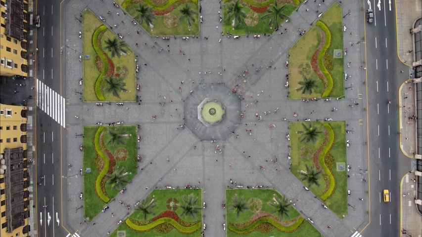 Aerial view over the main square of Lima. 2.7k resolution