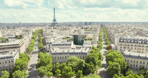 panoramic view of Paris, Champs Elysees and the Eiffel Tower