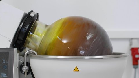 Close up of rotational vaporiser during CBDa oil extraction
