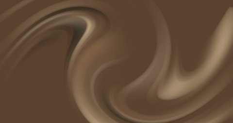 Graphic motion animation of top view of coffee and milk swirl in circle shape at center.  Design for abstract background. 