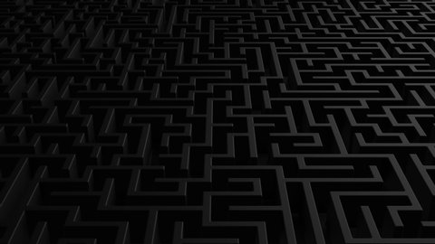 3d rendering back pattern for background, screen, wall, tile or texture, black maze video, computer generated pan over and ominous obsidian maze