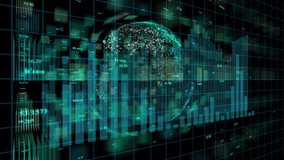 4k digital data globe,a scientific tech data network surrounding planet earth conveying connectivity,complexity and data flood of digital age.Business Data wall,Financial figures.network numbers. - Powered by Shutterstock - Get 15% off with code: PIKWIZARD15