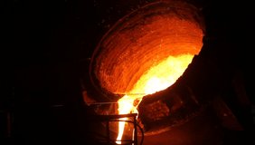 Steel melting at a metallurgical plant. Ingot casting