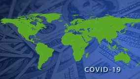 Coronavirus COVID-19 global cases. Animated map of the spread of a new coronavirus from China around the world.  The coronavirus impact on the global economy and markets - Powered by Shutterstock - Get 15% off with code: PIKWIZARD15