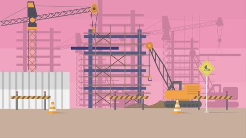 Construction work and flat animation