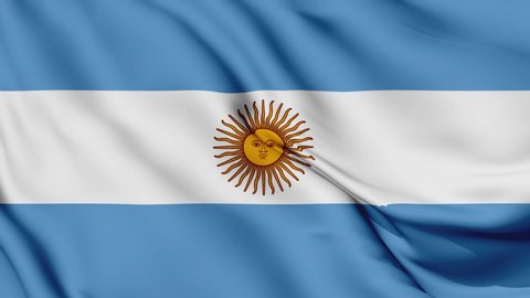 Argentina flag is waving 3D animation. Argentina flag waving in the wind. National flag of Argentina. flag seamless loop animation. 4K Argentina South America Country Flags Footage Video