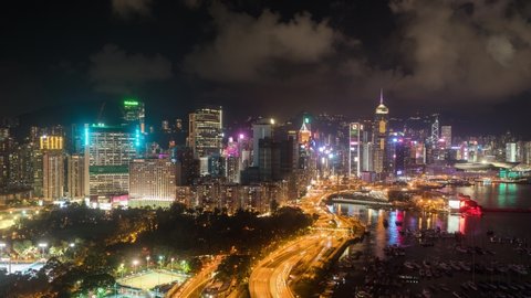 4K Day to Night timelapse of Hong Kong Island & Vict4ka Harbour. Areas shown include Central, Admiralty, Causeway Bay and Wan Chai. Dramatic clouds and light changes in this rare angle.