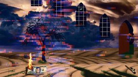 Symbolic composition with tree, ancient windows and money. The door to another worlds - Powered by Shutterstock - Get 15% off with code: PIKWIZARD15