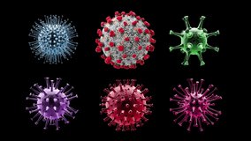 Set of Virus Cells Pack with Seamless Loopable Rotation. Isolated  3D Animation of Various Viral Cells Floating, Coronavirus, COVID-19, H1N1, Influenza with Compositing Luma Mask. - Powered by Shutterstock - Get 15% off with code: PIKWIZARD15
