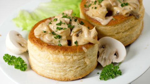 puff pastry with chicken, cream and mushroom- traditional french vol au vent