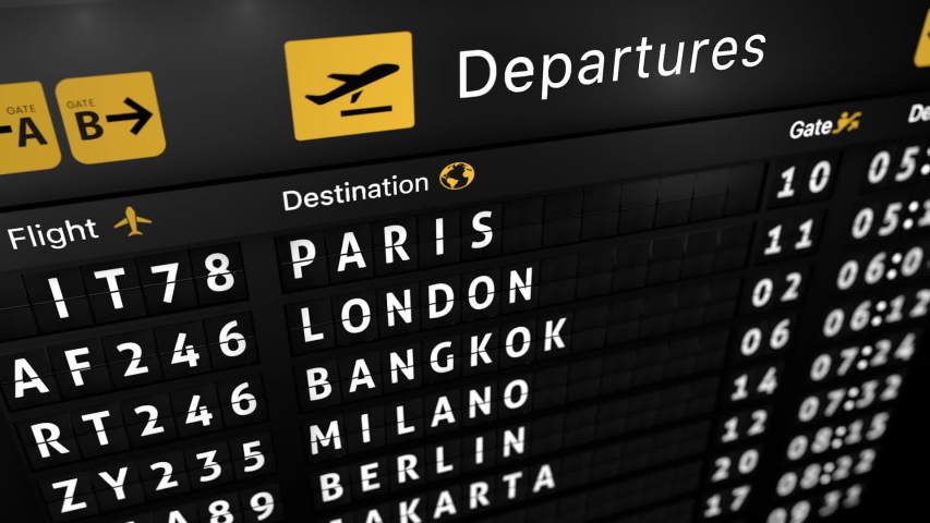 3D generated animation, analog flight information display board with all flights cancelled due to coronavirus Royalty-Free Stock Footage #1048685893