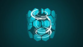 Animation of scope scanning data processing and statistics recording with cylinder formed with hexagons spinning on blue background. Digital computer interface communication and connection concept - Powered by Shutterstock - Get 15% off with code: PIKWIZARD15