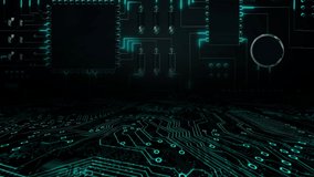 Animation of scope scanning data processing and statistics recording with computer circuit board processing information on black background. Digital computer interface communication and connection - Powered by Shutterstock - Get 15% off with code: PIKWIZARD15