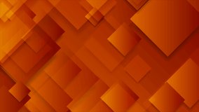 Bright orange glossy squares abstract tech motion design. Geometric background. Seamless looping. Video animation Ultra HD 4K 3840x2160