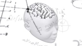 Animation of 3d human brain formed of labyrinth with scientific mathematical formulae hand written on white background. Medicine neurology and global science concept digitally generated image. - Powered by Shutterstock - Get 15% off with code: PIKWIZARD15