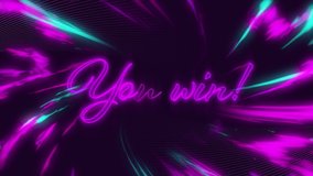 Animation of the words Challenge Accepted! in pink neon letters written over spinning purple and blue rays of colourful light moving in seamless loop in hypnotic motion on purple background. Video - Powered by Shutterstock - Get 15% off with code: PIKWIZARD15