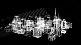 Animation of data processing and statistics recording with a 3d architectural model of a modern city spinning on black background. Digital computer interface communication and connection concept - Powered by Shutterstock - Get 15% off with code: PIKWIZARD15