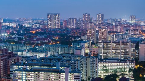 4K night timelapse of residential hdb Singapore