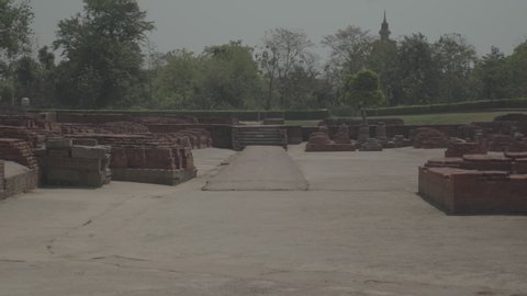 Walkway to main shrine View of pathway connecting Main Shrine Sarnath Ruins