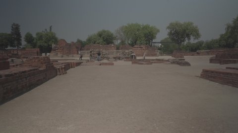Walkway to Main Shrine View of Main Shrine from connecting path Sarnath Ruins