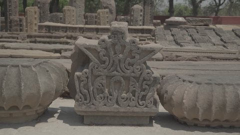 Dharma Chakra Jina Vihara Sculptural Detail on Architectural element of Monastery I found in Sarnath 