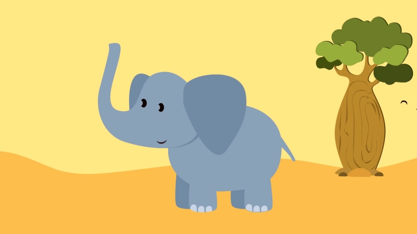 Cartoon elephant flat animation video