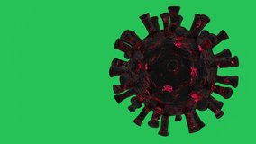 The virus revolves isolated on a green screen background., COVID-19 concept, 3D animation, 4K video