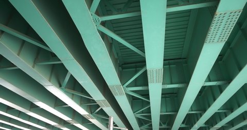 iron frame and contruction of under the bridge, green painted