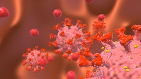 Microscope view of Coronavirus Covid19 inside a cell. 3D Rendering - Powered by Shutterstock - Get 15% off with code: PIKWIZARD15