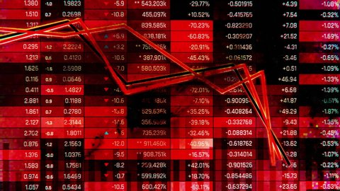 Global recession, financial crisis, economy collapse, money loss, default. Abstract financial charts and graphs, economic report, forecast