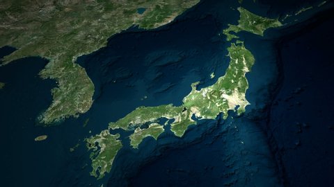 Japan Topographic Map Elevation Relief 3d Stock Footage Video (100% ...