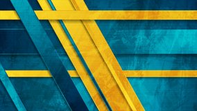 Bright yellow and blue abstract stripes grunge geometric motion background. Seamless looping. Video animation Ultra HD 4K 3840x2160
